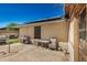 Backyard with patio, storage shed, and various plants at 6810 W Vermont Ave, Glendale, AZ 85303