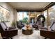 Relaxing sitting area with four armchairs, a circular coffee table, and large windows at 9374 E Andora Hills Dr, Scottsdale, AZ 85262