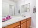 Bathroom features a vanity with wood cabinets and a large mirror at 25564 W Ripple Rd, Buckeye, AZ 85326