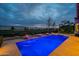 Inviting backyard swimming pool featuring fountain features, perimeter lighting, and fence at 36925 N Stoneware Dr, Queen Creek, AZ 85140