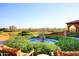 Relaxing patio fountain with seating area and mountain views at 12007 W Creosote Dr, Peoria, AZ 85383