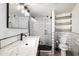 Modern bathroom with subway tile and walk-in shower at 6840 E 2Nd St # 14, Scottsdale, AZ 85251