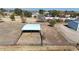 Aerial view of a two-stall barn with a large storage area at 7528 N 185Th Ave, Waddell, AZ 85355