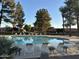 Community swimming pool with lounge chairs and surrounding trees at 945 N Pasadena St # 113, Mesa, AZ 85201