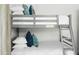 Bunk bed with gray frame and teal pillows at 12634 N 80Th Pl, Scottsdale, AZ 85260