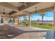 Covered patio with golf course views and ceiling fans at 20621 N Canyon Whisper Dr, Surprise, AZ 85387