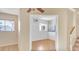 Hallway with view to office space with unique glass block window at 2705 E Verbena Dr, Phoenix, AZ 85048