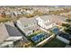 Aerial view highlighting the home's private backyard and pool area at 3045 E Bloomfield Pkwy, Gilbert, AZ 85296