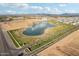 Aerial view of lake and community entrance at 3045 E Bloomfield Pkwy, Gilbert, AZ 85296