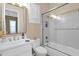 Clean bathroom with a shower/tub combo and white vanity at 6664 S Jacqueline Way, Gilbert, AZ 85298