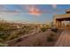 Landscaped backyard with sunset views and mountain backdrop at 10031 N Palisades Blvd, Fountain Hills, AZ 85268