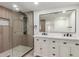 Elegant bathroom with double vanity and large walk-in shower at 1018 S Butte Ave, Tempe, AZ 85281