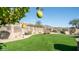 Landscaped backyard with artificial turf and lemon tree at 12824 E Jenan Dr, Scottsdale, AZ 85259