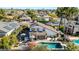 Aerial view showcasing a home with a pool and patio; a great space for outdoor relaxation at 13232 N 54Th Dr, Glendale, AZ 85304