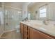 Bathroom with a large shower, vanity, and updated fixtures at 18509 N Toya St, Maricopa, AZ 85138