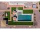 Overhead view of a home with pool and yard at 21987 E Stacey Rd, Queen Creek, AZ 85142