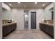 Spa-like bathroom with double vanities and a shower at 24258 N 91St St, Scottsdale, AZ 85255