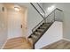 Interior view of stairs, hardwood floor, and entry door at 3134 E Mckellips Rd # 168, Mesa, AZ 85213