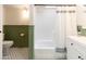 Clean bathroom with a bathtub, shower, and white vanity at 3715 N 9Th Pl, Phoenix, AZ 85014