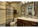 Clean bathroom with shower/tub combo and updated vanity at 3894 E Ebano St, Gilbert, AZ 85295