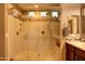 Large walk-in shower with hexagon tile flooring at 3894 E Ebano St, Gilbert, AZ 85295