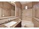 Elegant bathroom with granite vanity, tiled shower, and soaking tub at 8911 E Rusty Spur Pl, Scottsdale, AZ 85255