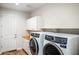 Bright laundry room with washer, dryer, and ample storage at 16541 W Edgemont Ave, Goodyear, AZ 85395