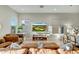 Living room with brown leather couches and large TV at 18516 N 65Th Pl, Phoenix, AZ 85054