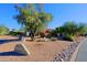 Landscaped front yard with drought-tolerant plants and stone accents at 23335 N Country Club Trl, Scottsdale, AZ 85255