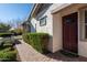 Dark brown front door and a brick walkway leading to the entrance at 3146 E Sagebrush St, Gilbert, AZ 85296