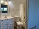 Simple bathroom with a vanity, toilet and shower/tub at 520 N Stapley Dr # 290, Mesa, AZ 85203
