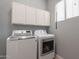 Laundry room with white cabinets and washer and dryer at 5363 S Emerald Desert Dr, Gold Canyon, AZ 85118