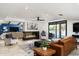 Open living room with fireplace and sliding glass doors leading to backyard at 7032 E Dreyfus Ave, Scottsdale, AZ 85254