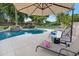 Inviting pool area with lounge chairs and umbrella at 7032 E Dreyfus Ave, Scottsdale, AZ 85254
