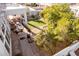 Aerial view of a backyard with covered patio and a grassy area at 3818 N Lomond Cir, Mesa, AZ 85215