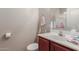 Clean bathroom with a single vanity and shower at 5856 E Hampton Ave, Mesa, AZ 85206