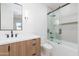 Modern bathroom featuring a stylish vanity, shower, and decorative fixtures at 6614 E North Ln, Paradise Valley, AZ 85253