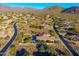 Aerial view showing the home's private backyard oasis and surrounding mountain views at 10756 E Ludlow Dr, Scottsdale, AZ 85255