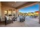 Spacious patio with seating area and fire pit at 10756 E Ludlow Dr, Scottsdale, AZ 85255