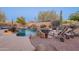 Relaxing pool with patio, lounge chairs, and a brick walkway at 32029 N 19Th Ln, Phoenix, AZ 85085