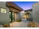 Contemporary home with a welcoming entrance featuring a tiled walkway and modern architectural details at 39493 N 107Th Way, Scottsdale, AZ 85262