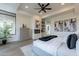 A luxurious main bedroom features a fireplace, modern decor, and ample natural light creating a relaxing retreat at 39493 N 107Th Way, Scottsdale, AZ 85262