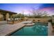 Backyard pool and spa area with desert landscaping and lounge chairs at 39493 N 107Th Way, Scottsdale, AZ 85262