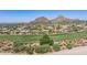 Scenic aerial view of luxurious homes nestled within a lush golf course community and mountains at 25838 N 104Th Pl, Scottsdale, AZ 85255