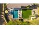 Aerial view of luxurious pool and spa with artificial turf at 29615 N 55Th Pl, Cave Creek, AZ 85331