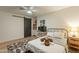 Bright bedroom featuring a barn door and built-in workspace at 8018 N 3Rd Pl, Phoenix, AZ 85020