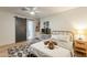 Bright bedroom featuring a barn door and built-in workspace at 8018 N 3Rd Pl, Phoenix, AZ 85020