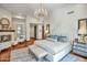 Spacious main bedroom with a fireplace, chandelier, and a seating area complemented by a light color palette at 10040 E Happy Valley Rd # 297, Scottsdale, AZ 85255