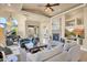 Living room with fireplace, large TV, and comfortable seating areas at 11729 N 134Th St, Scottsdale, AZ 85259