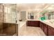 Elegant bathroom with double vanity, soaking tub and shower at 14422 S 24Th Pl, Phoenix, AZ 85048